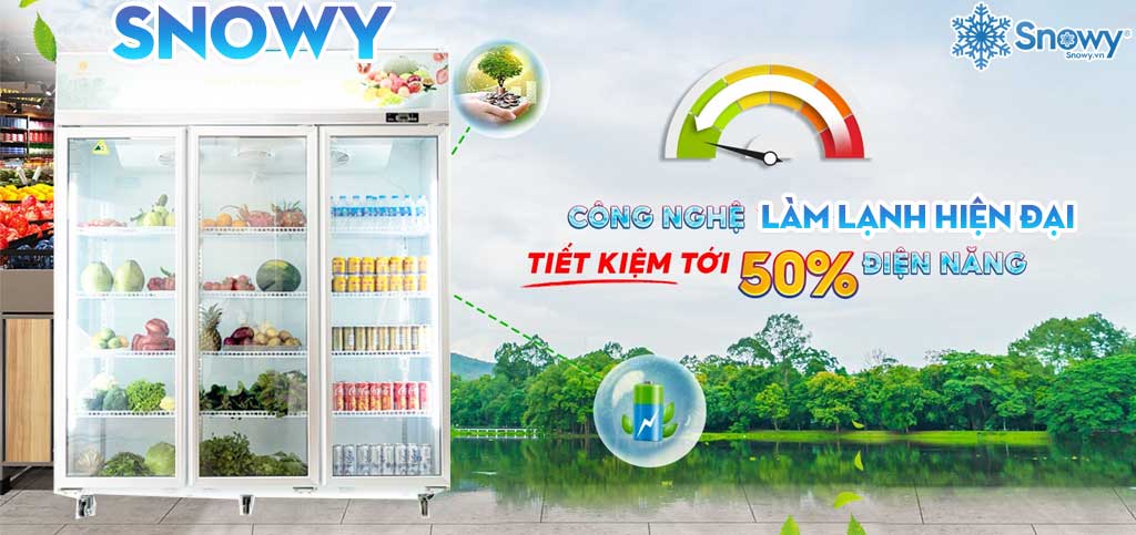 tủ mát 3 cánh kính tiết kiệm điện năng